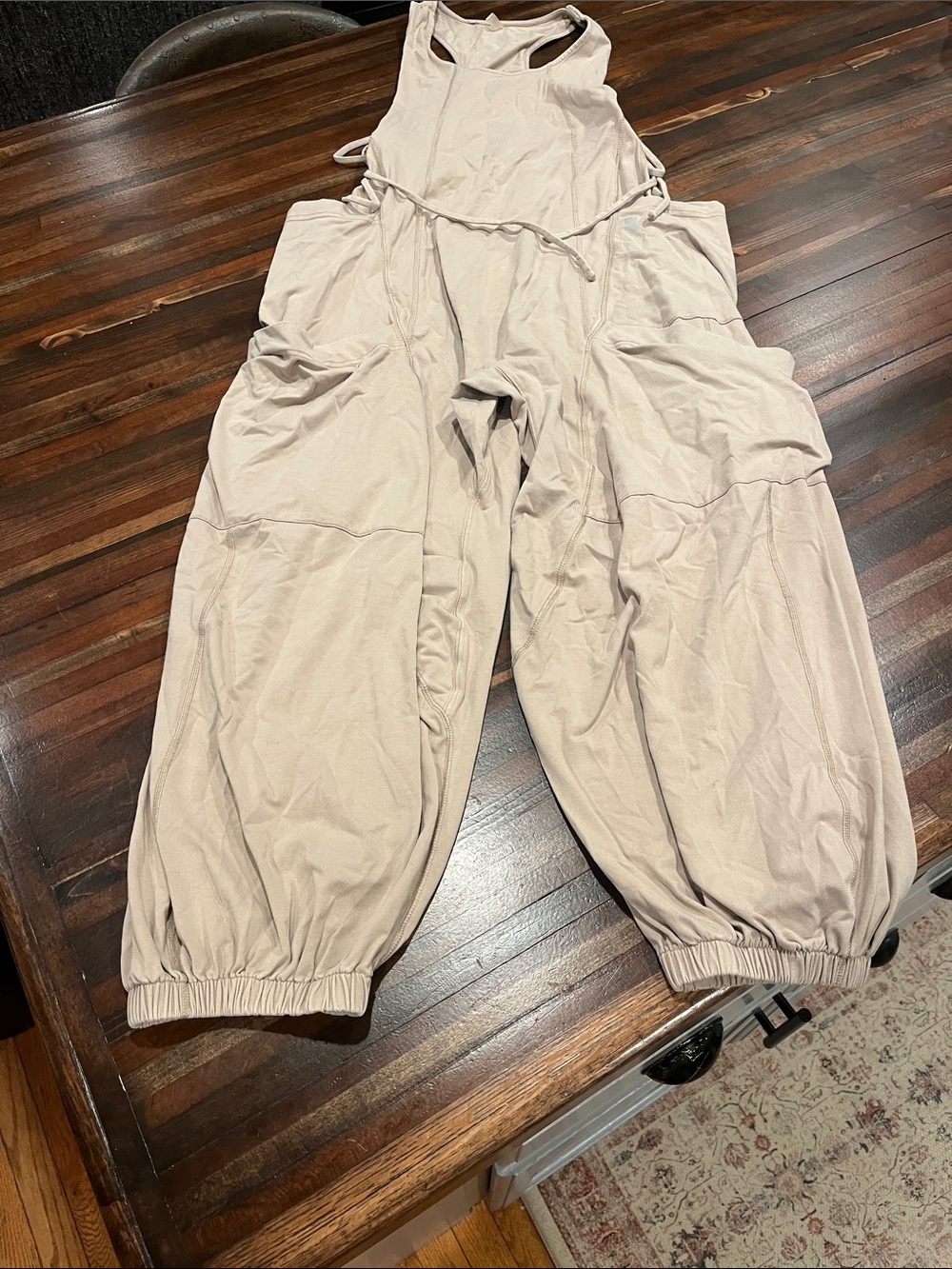 Free People Kelp Sleeveless Beige Tie-Detail Jumpsuit XS NWOT - Picture 2 of 3